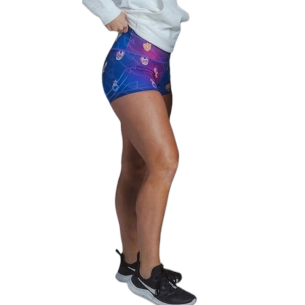 FEED ME FIGHT ME Level Up retro video game print workout shorts L - Picture 3 of 10